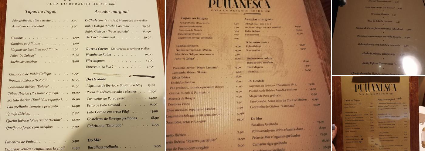 Puttanesca Menu