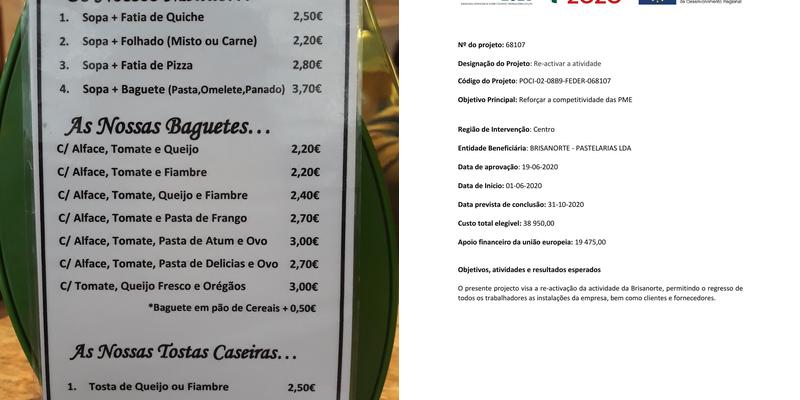 Brisanorte Pastelarias Menu