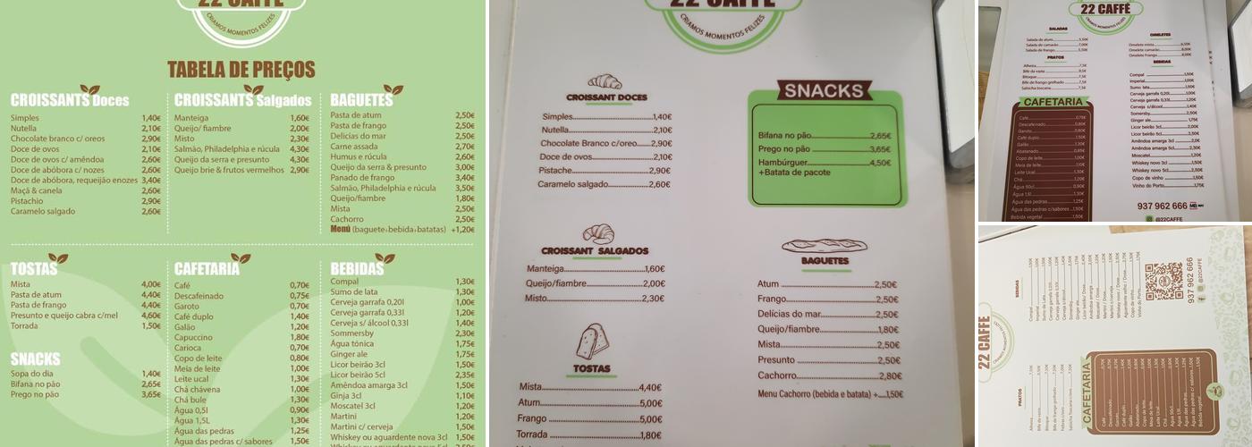 22 CAFFÉ Menu