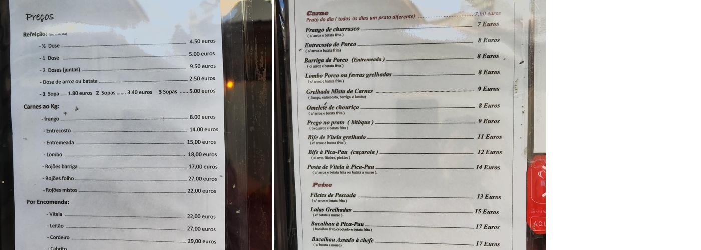 Churrascaria Pica Pau Lda Menu