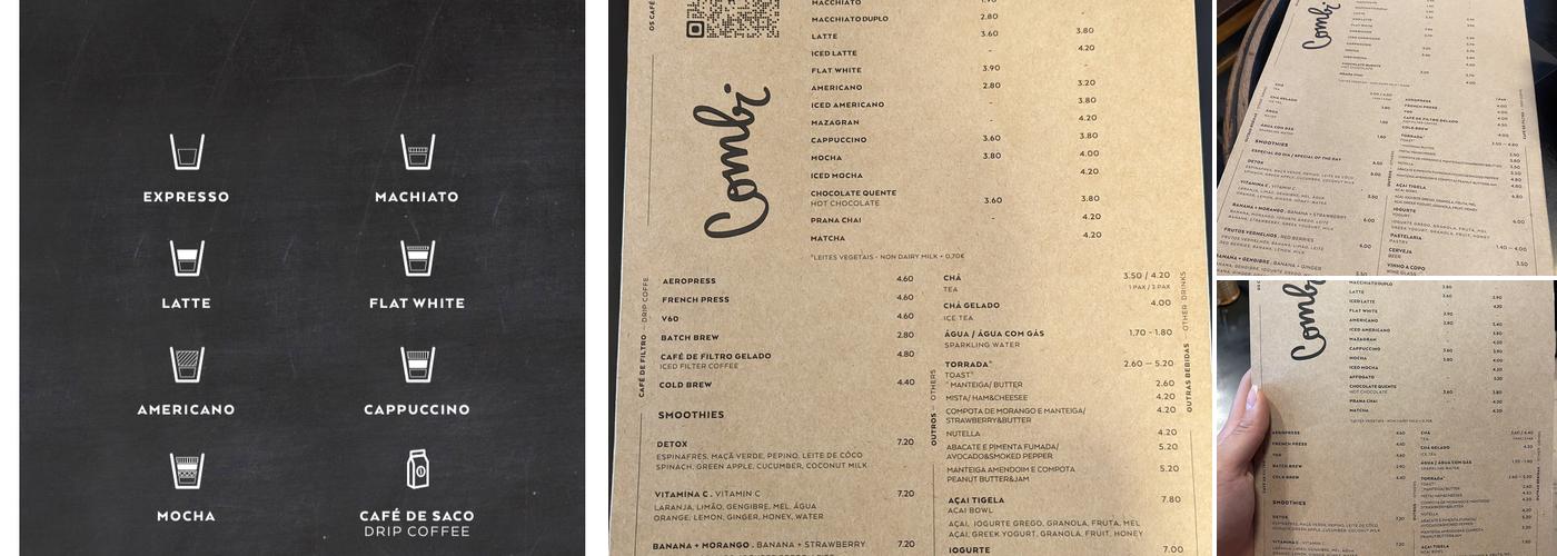 Combi Coffee Roasters Menu