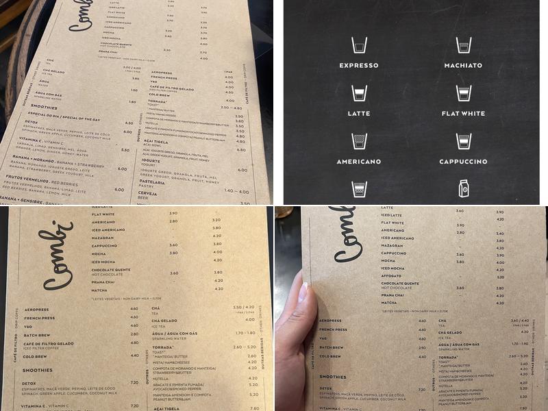 Combi Coffee Roasters Menu
