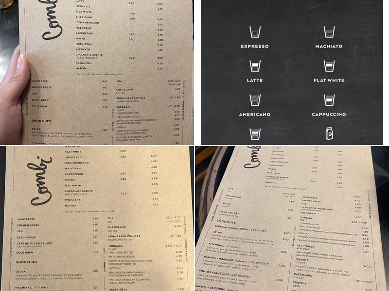 Combi Coffee Roasters Menu