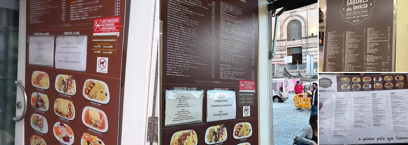 Sabores da Invicta Menu