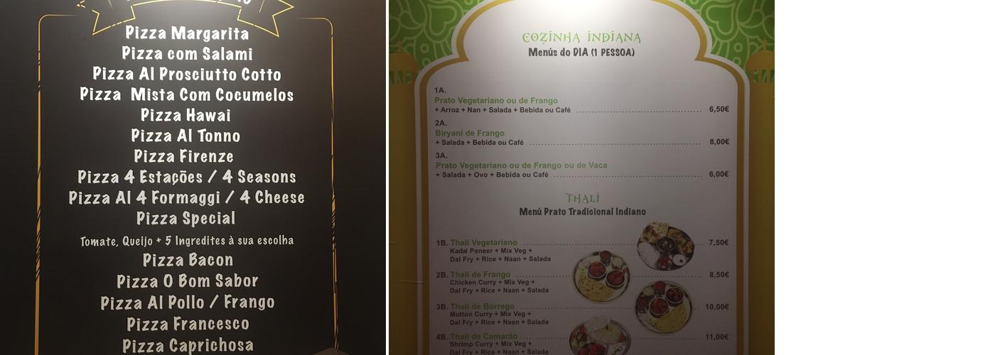 O Bom Sabor - Taste of India Menu