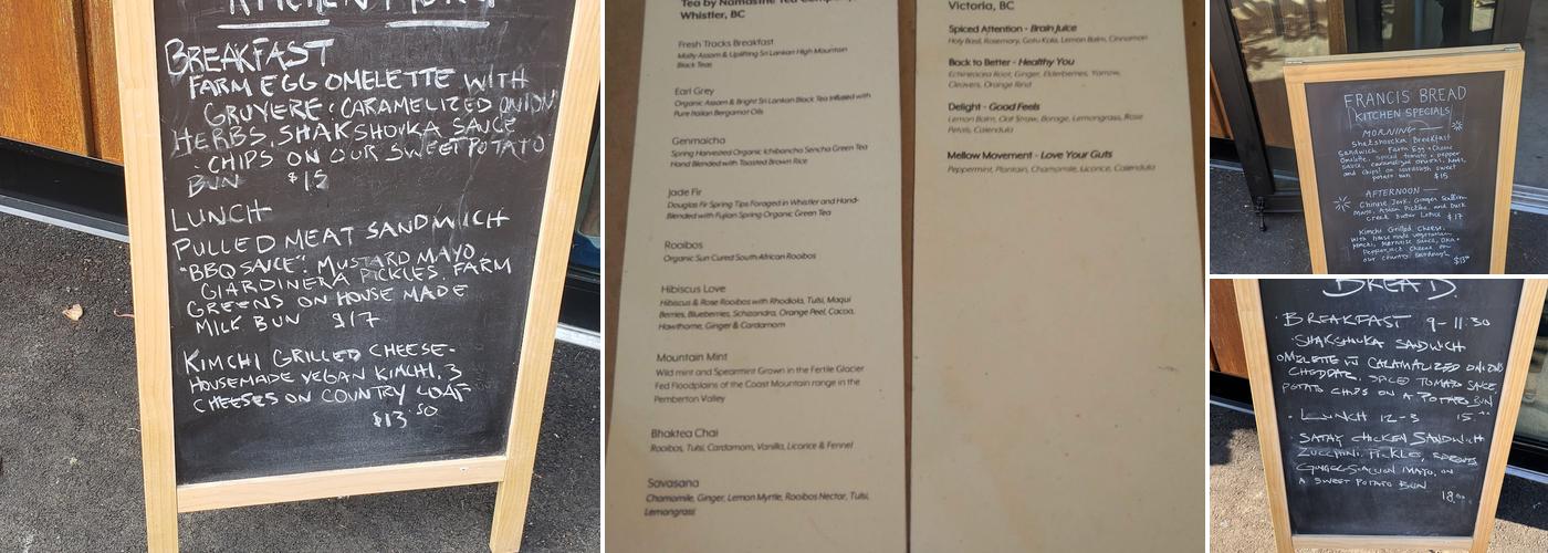 Francis Bread Menu