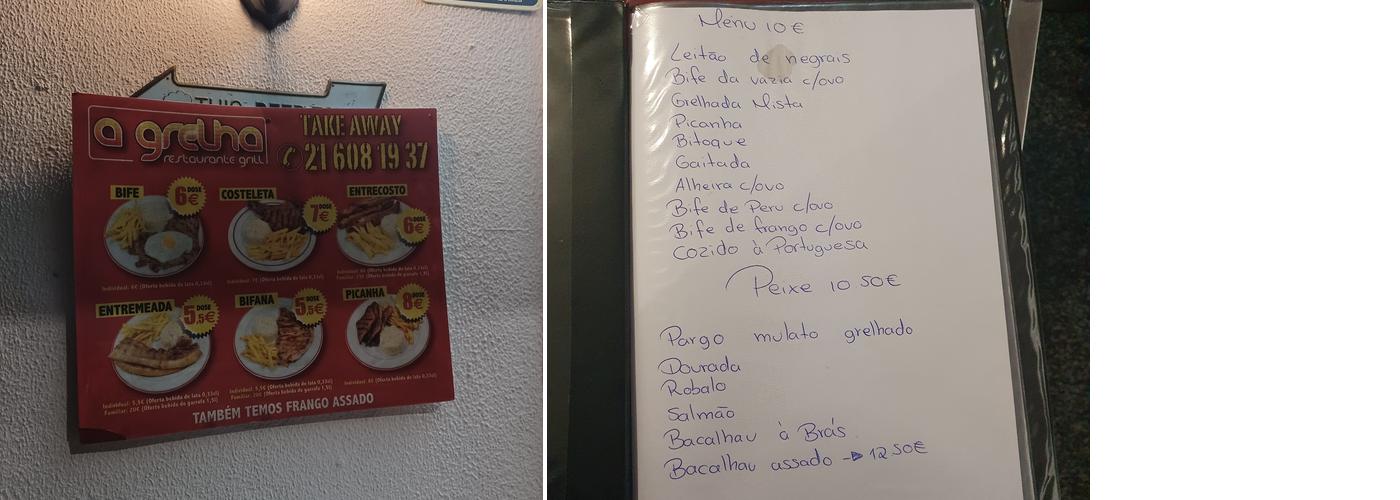 A Nossa Taberna Menu