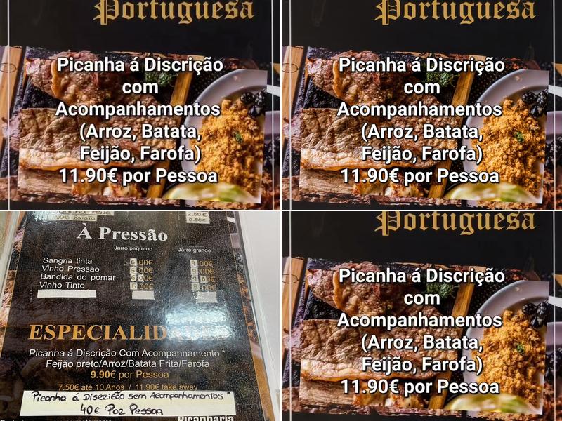 Picanharia Portuguesa Menu