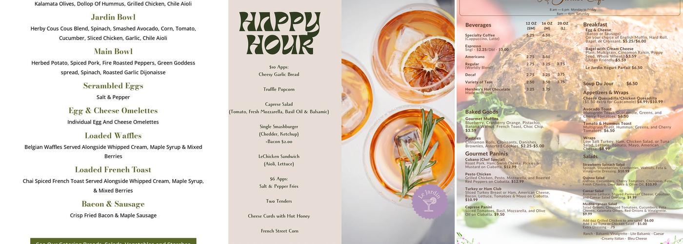 Le Jardin Cafe Menu