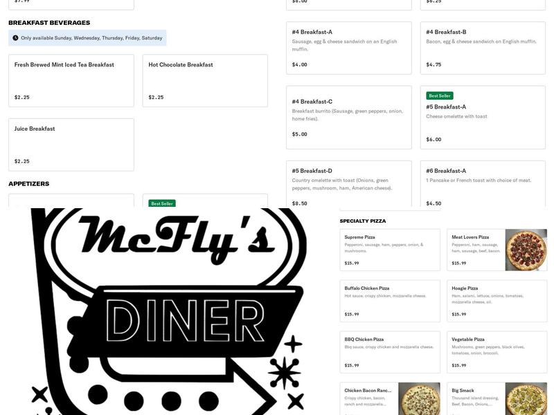 McFly's Diner Menu