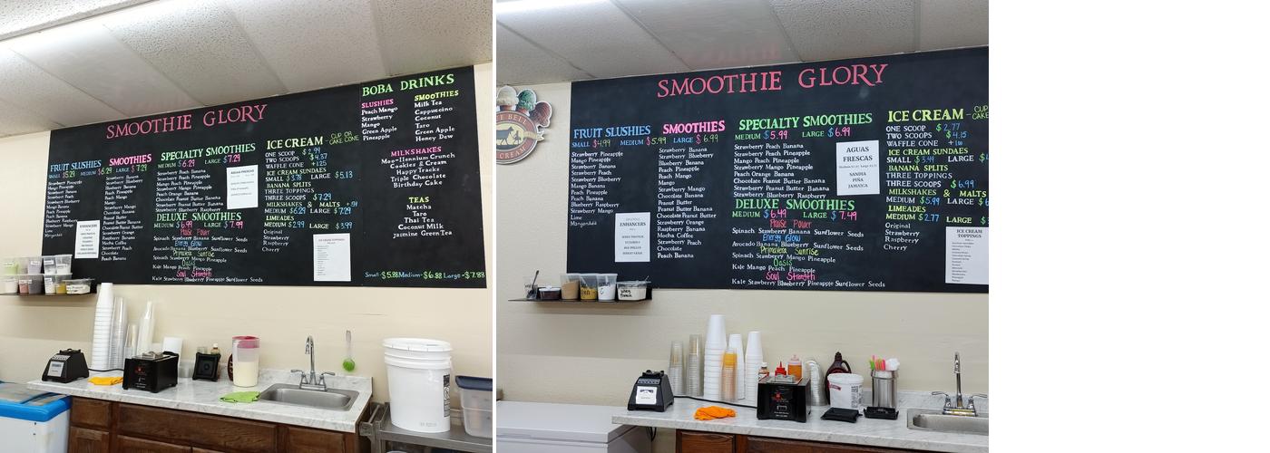 Smoothie Glory Menu