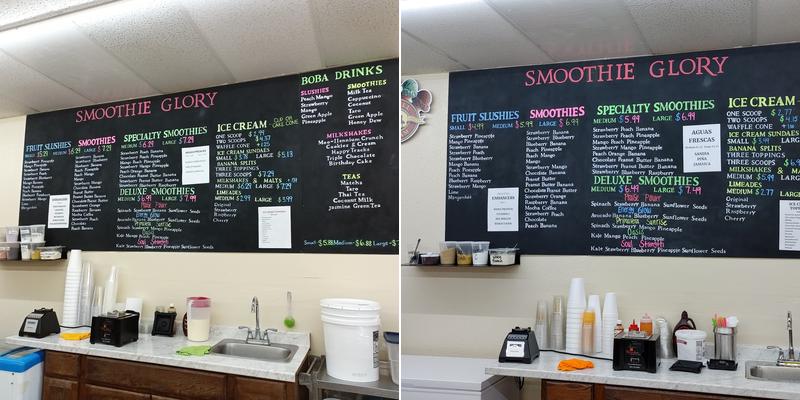 Smoothie Glory Menu