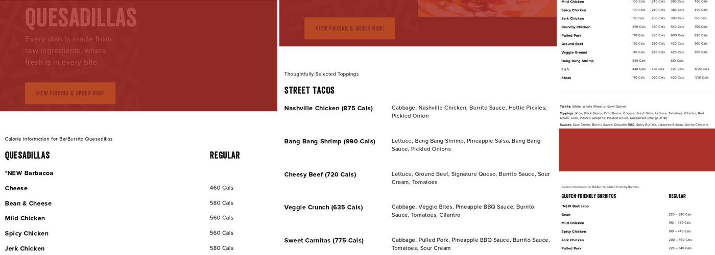 barBURRITO Menu