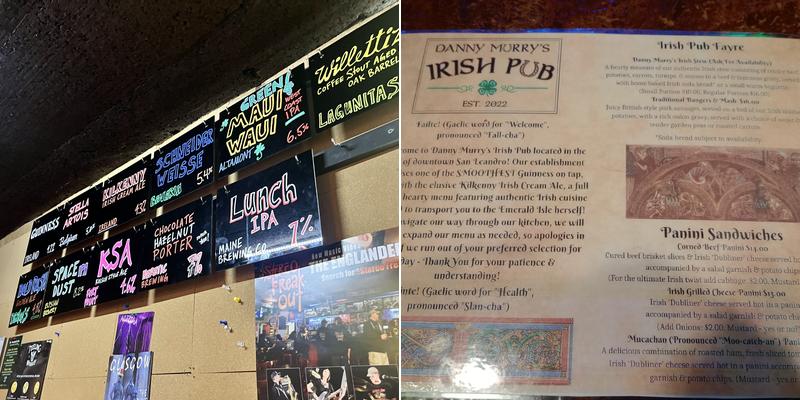 Danny Murry's Irish Pub Menu