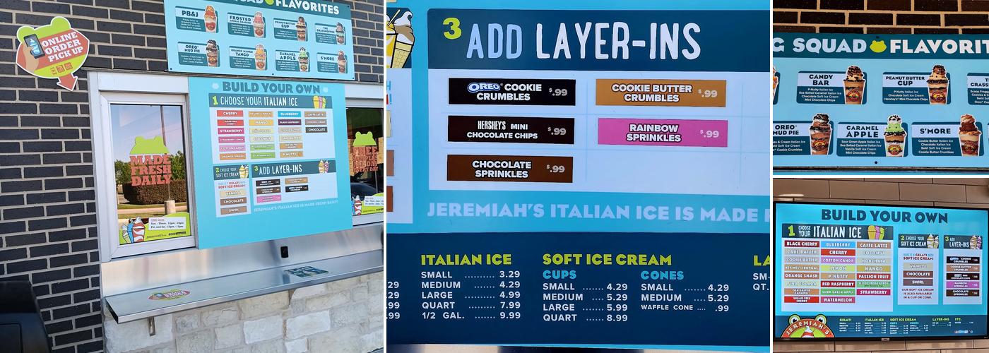 Jeremiah's Italian Ice Menu