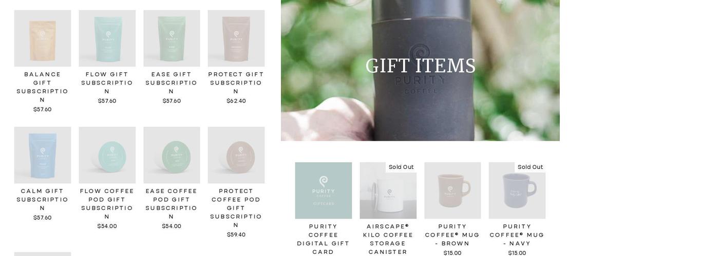 Purity Coffee Menu