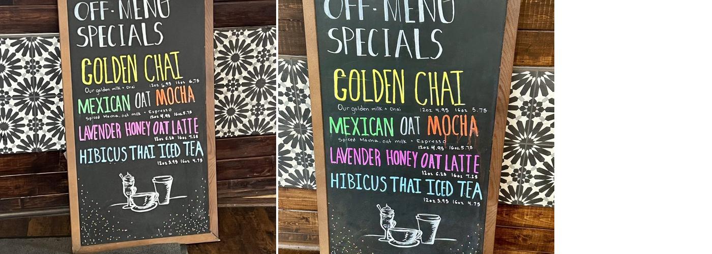 PrintWithMe Print Kiosk at Oromo Cafe Bucktown Menu