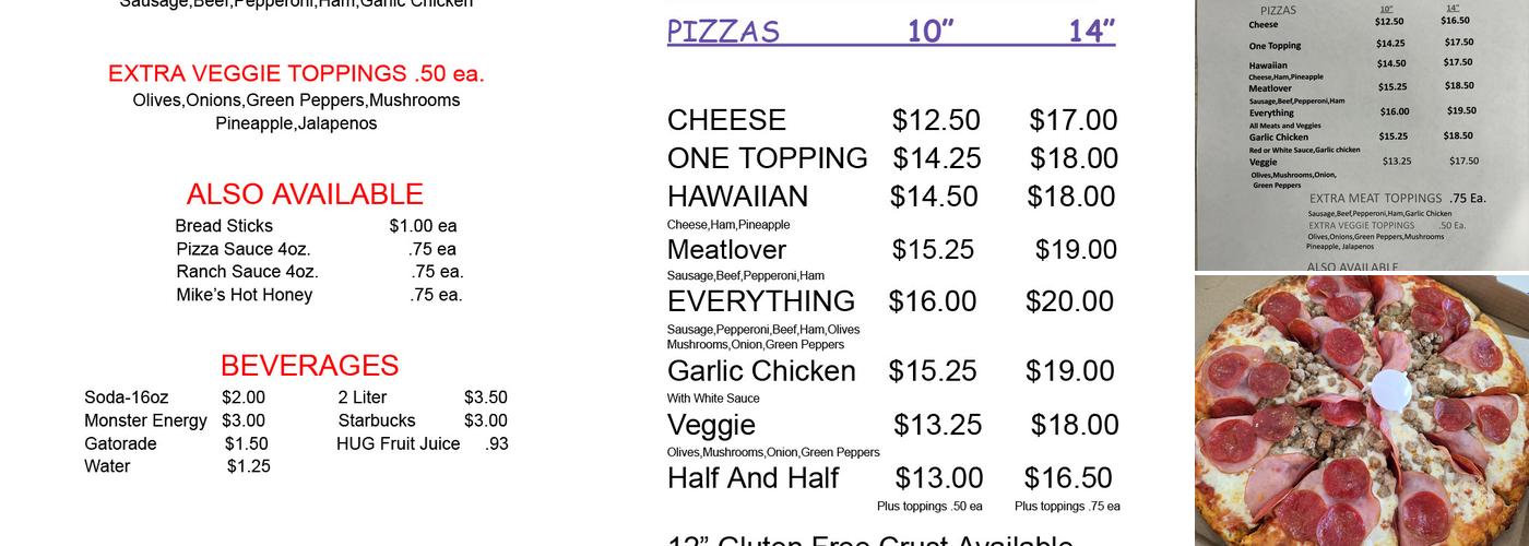 UpTown Pizza Menu