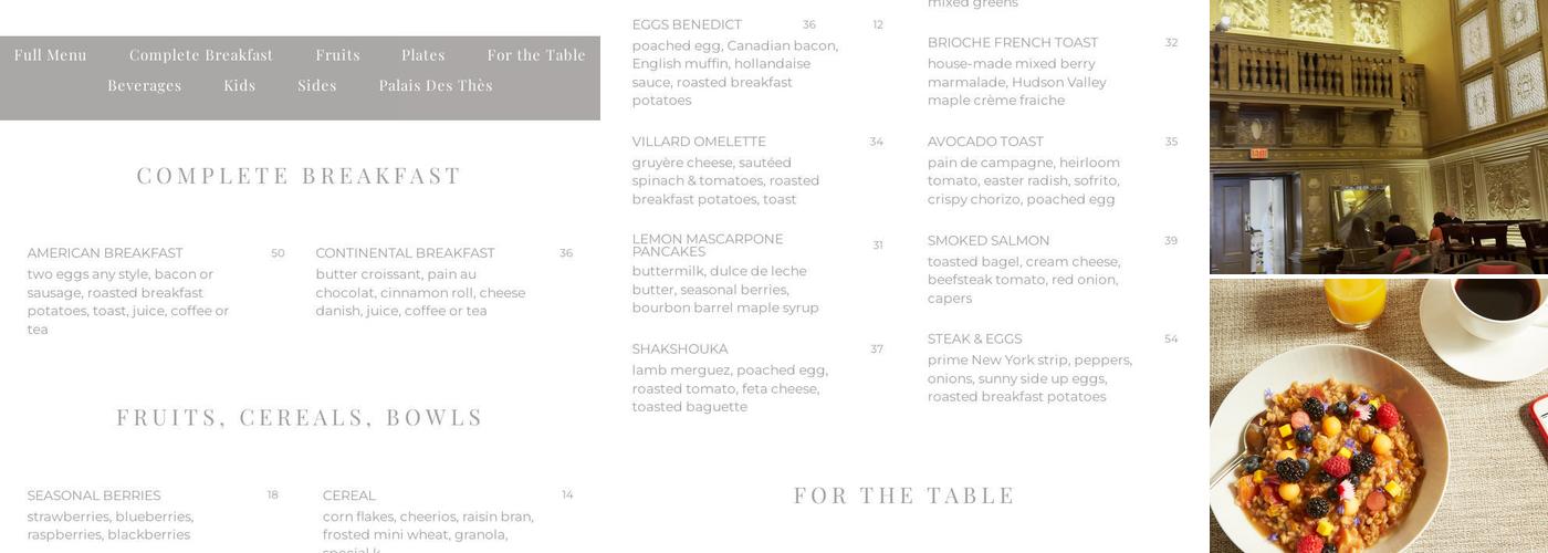 Villard Menu