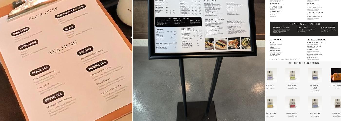 Honest Coffee Roasters Downtown Menu