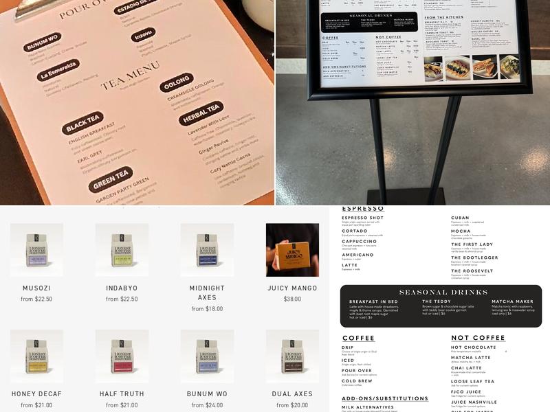 Honest Coffee Roasters Downtown Menu
