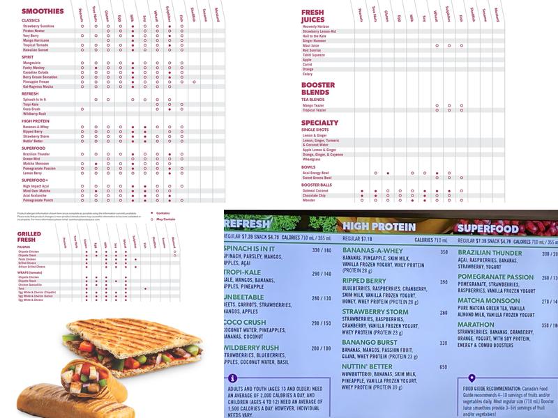 Booster Juice Menu