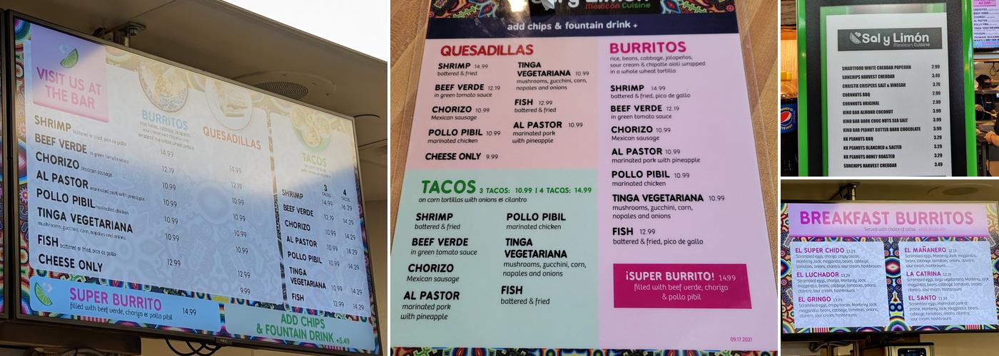 Sal y Limón Mexican Cuisine Menu