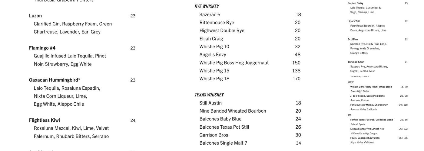 Goldie's Sunken Bar Menu