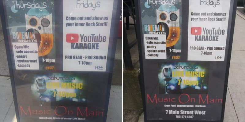 Music on Main Cafe & Bar Menu