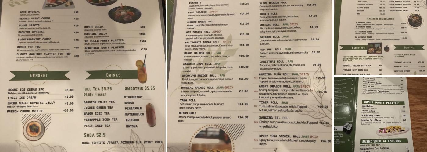 Kujira Japanese Cuisine Menu