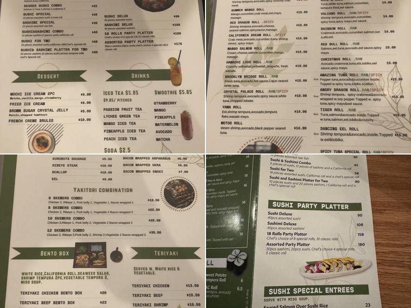 Kujira Japanese Cuisine Menu