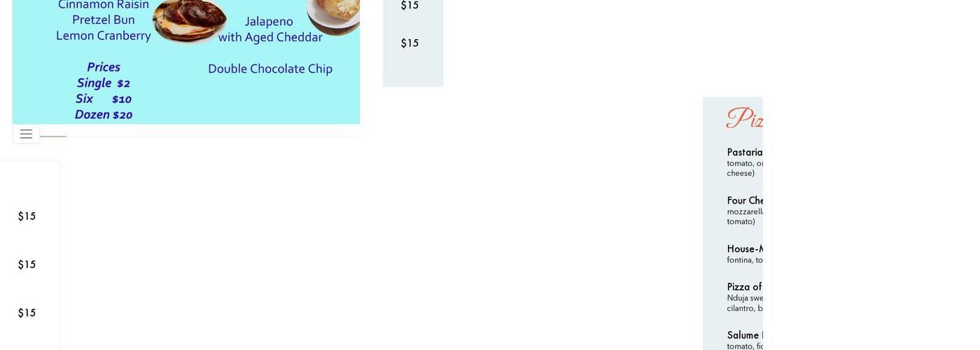 Simple Simon's Buns Menu