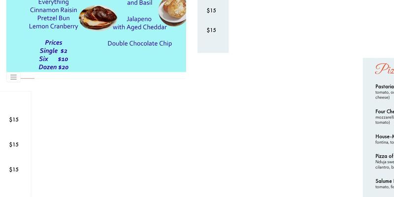 Simple Simon's Buns Menu