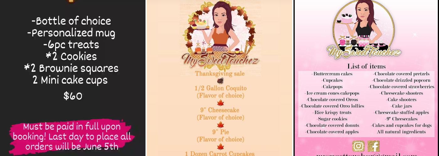 My Sweet Touchez Menu