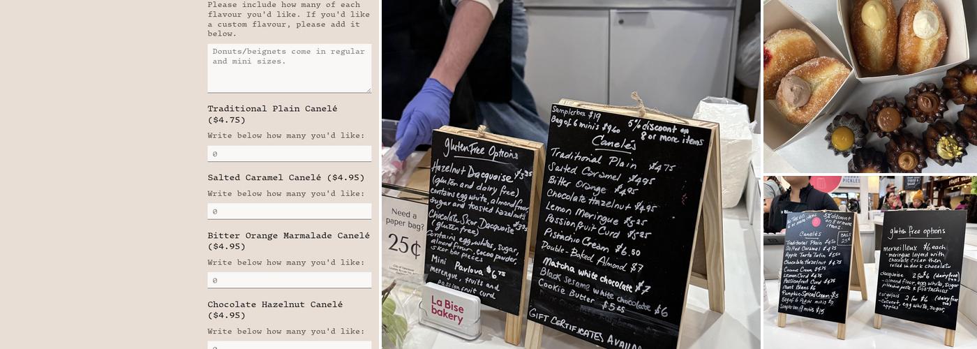 La Bise Bakery Menu