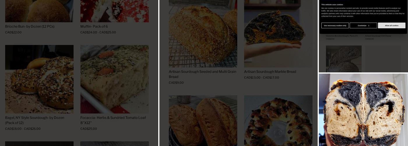 artisan bread Table Inc Menu