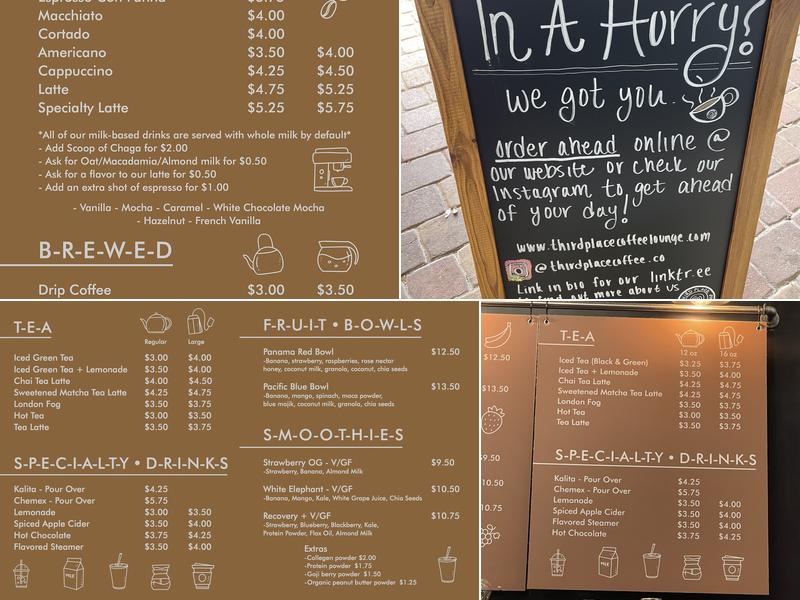 Third Place Coffee Lounge Menu