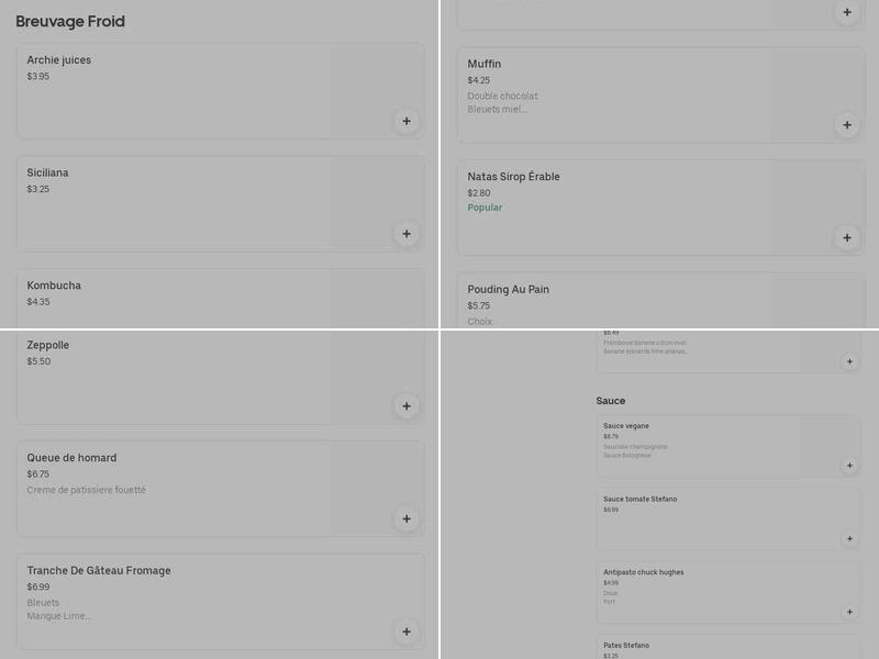 Boulangerie Sandrine Café Menu