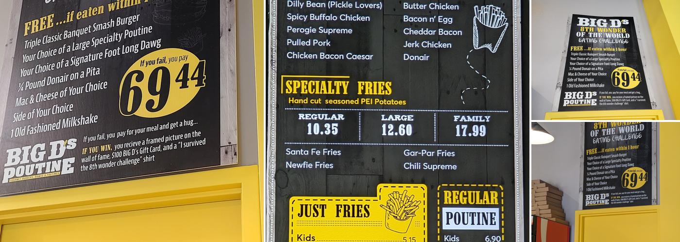 Big D's Poutine Menu