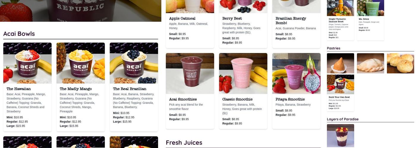 Acai Republic Menu