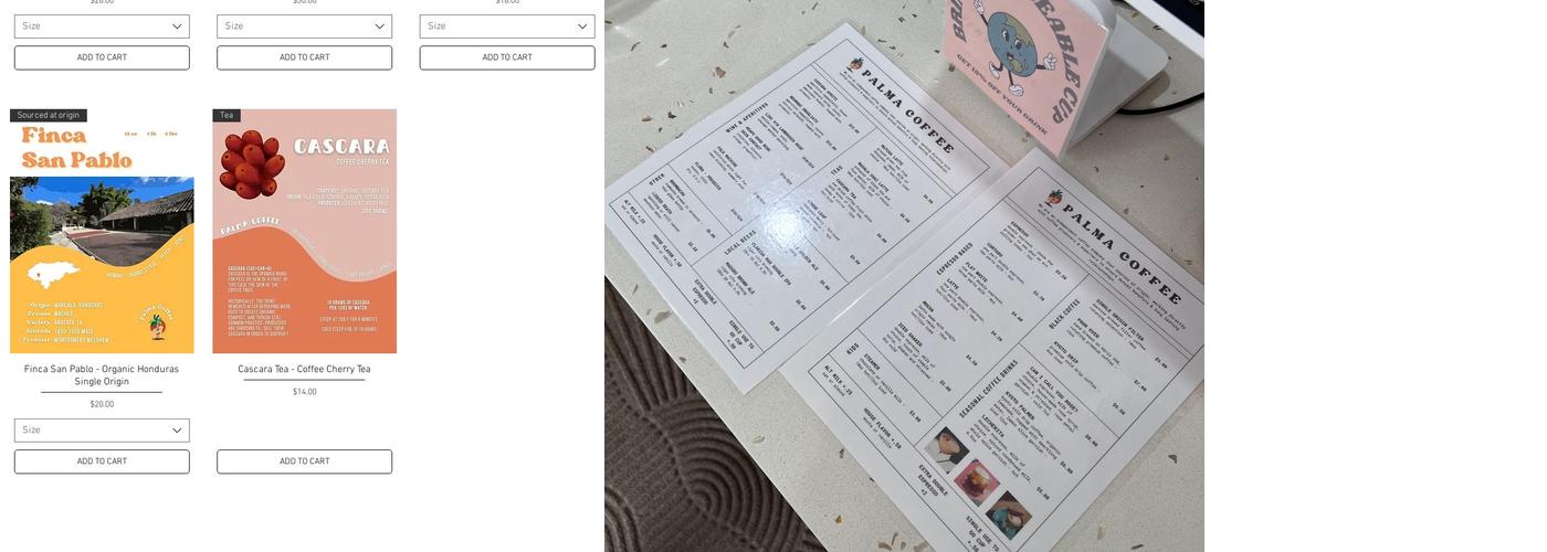 Palma Coffee Menu