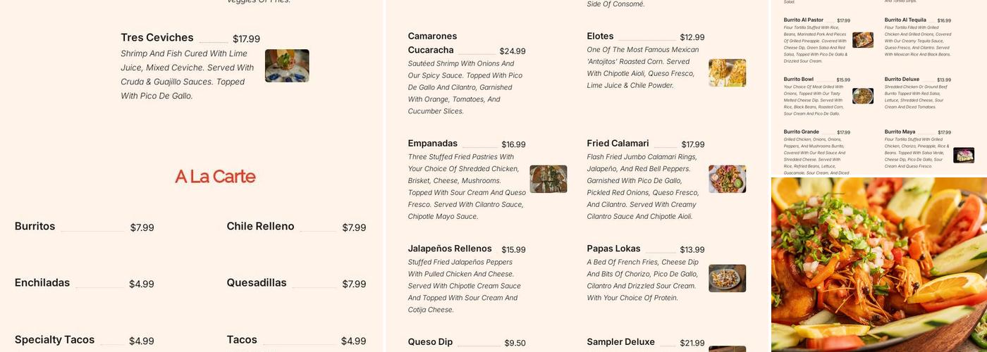 Terrazas Bar and Grill Menu