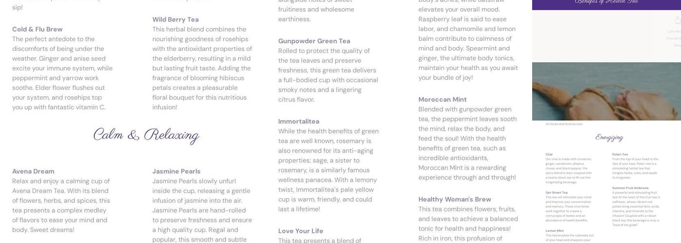 True Roots Wellness Menu