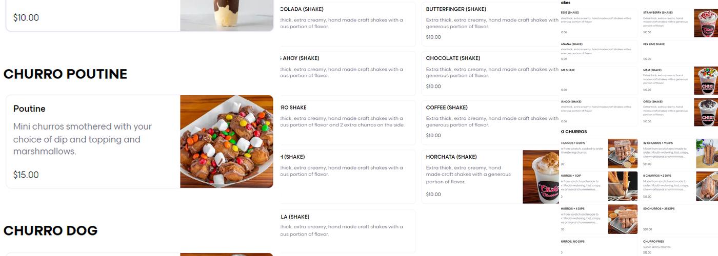 Chiki Churros Menu