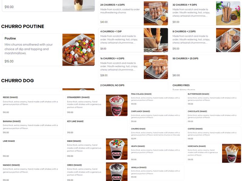 Chiki Churros Menu