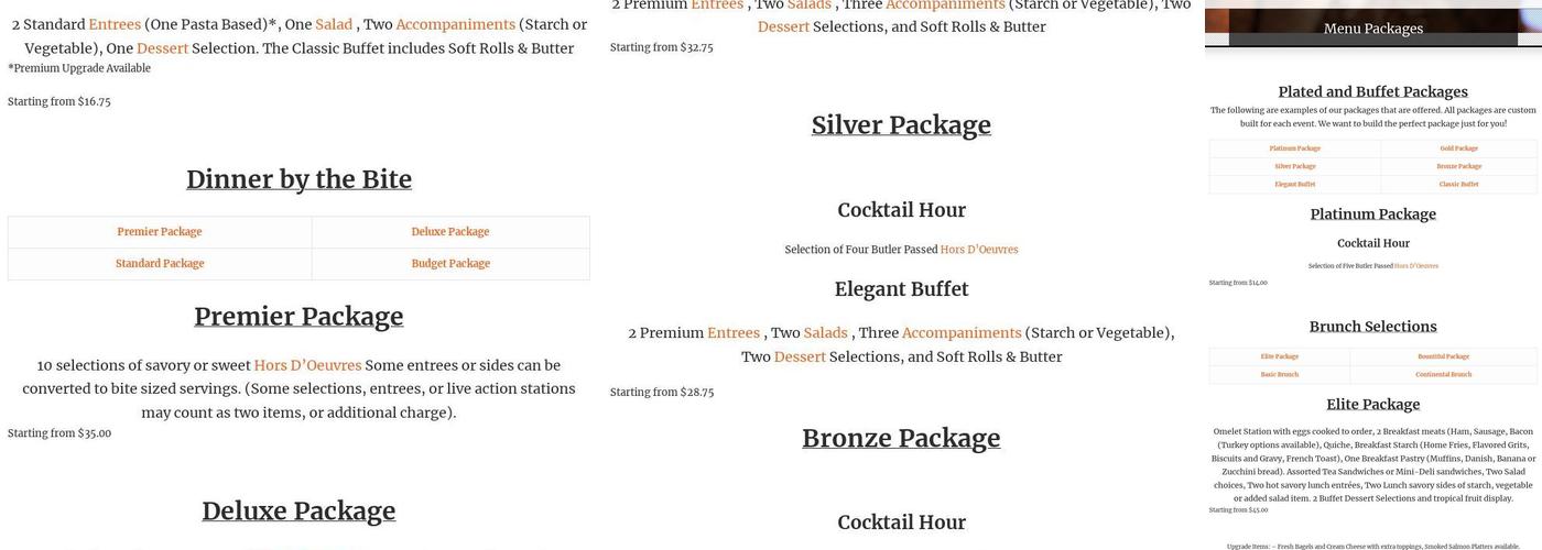 Culinary Artz Catering Menu