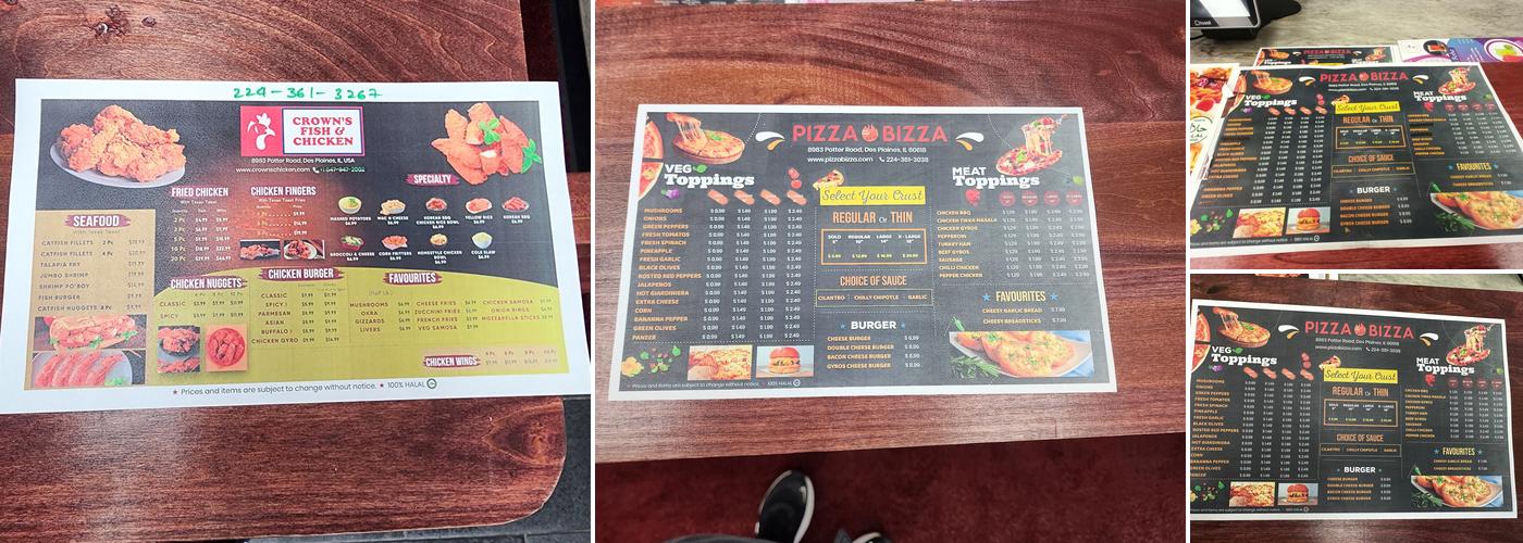 PIZZA BIZZA Menu