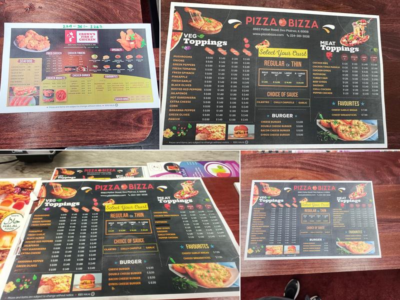 PIZZA BIZZA Menu