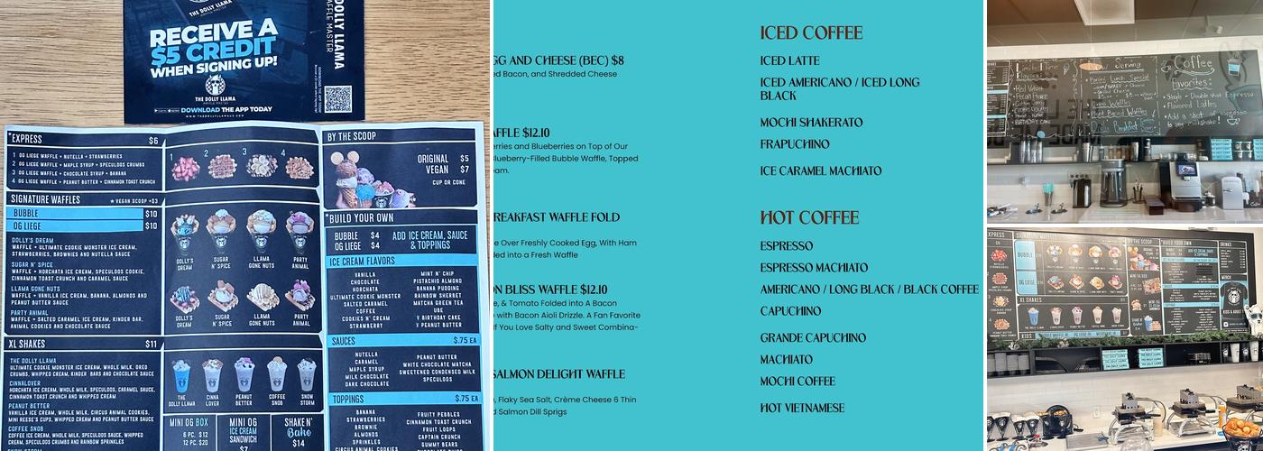 The Dolly Llama Waffle Master Menu