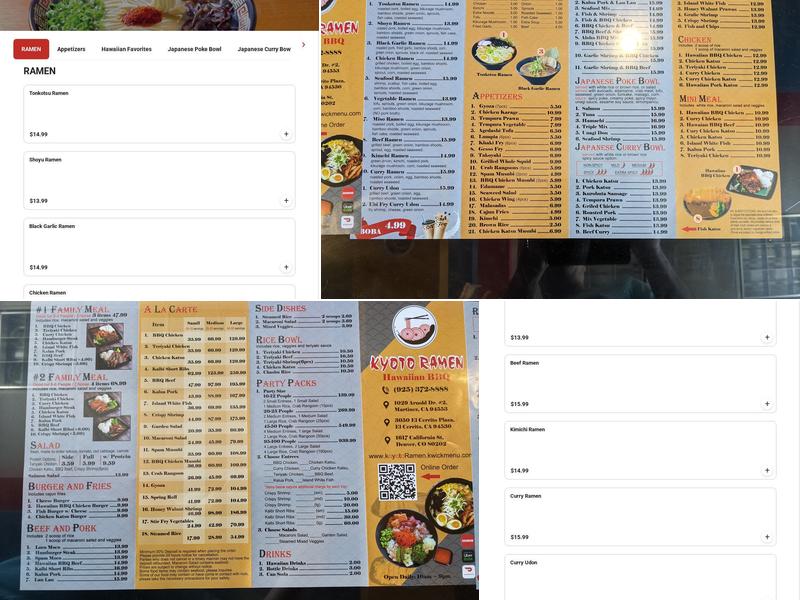 Kyoto Ramen Hawaiian BBQ & Boba Menu